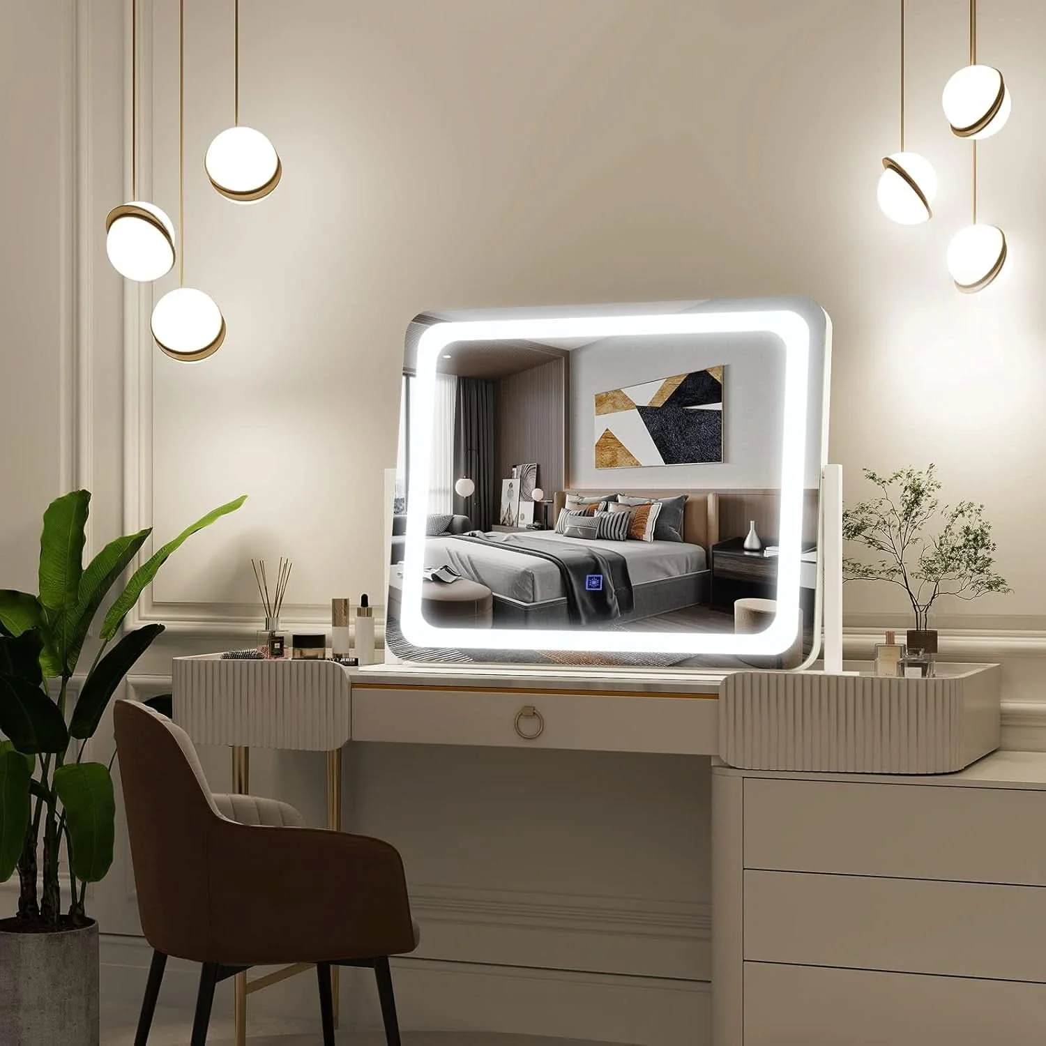 High-Performance 22×17 Vanity Mirror With ThreeColor Lighting Dimmable Responsible