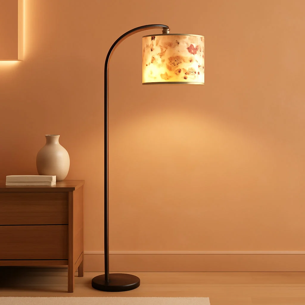Green 61Inch Premium Dried Flower Floor Lamp Illuminates Trendy