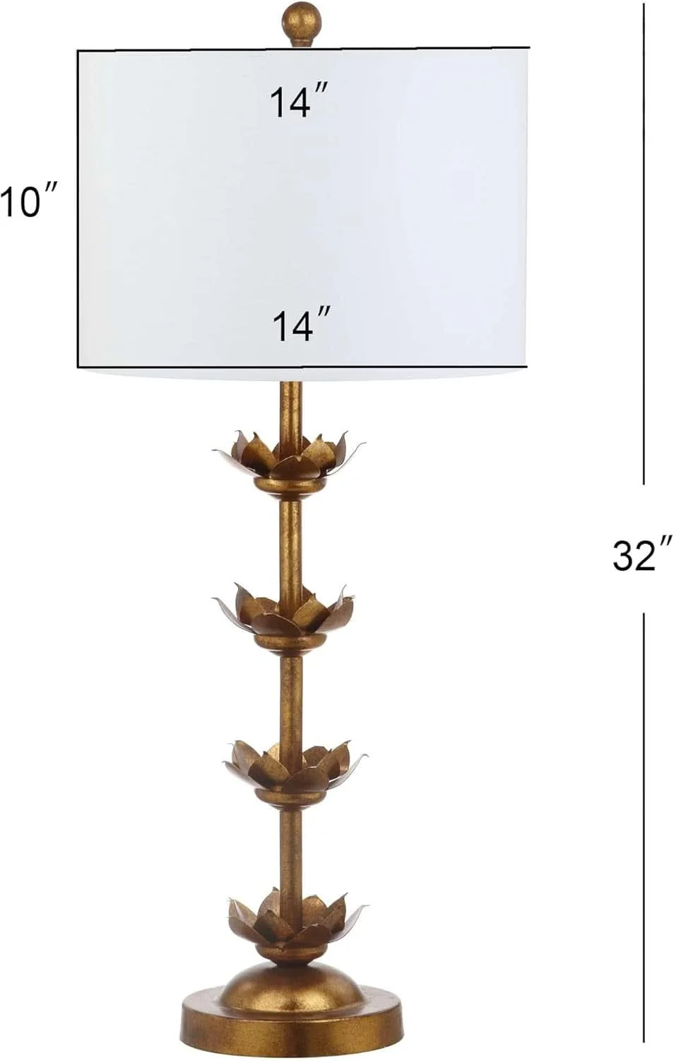 Smart Antique Gold Leaf 32-Inch Table Lamps with White Drum Shade Set of 2 Modern