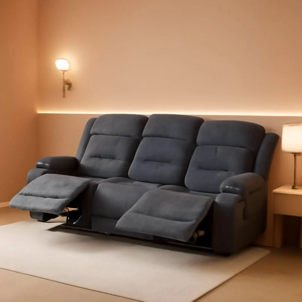 Elite Oversized Heated Massage Recliner Sofa Slate Fabric Secure