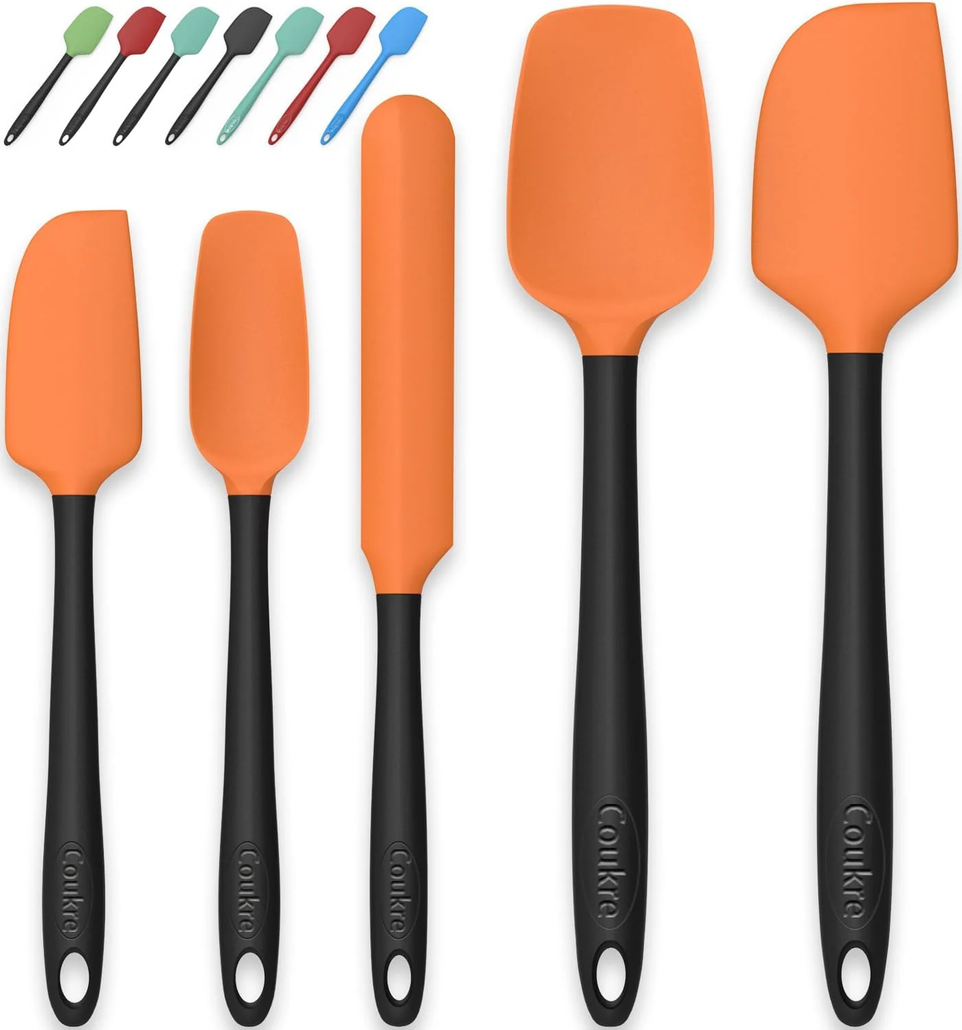 Minimalist Coukre Silicone Spatula Set of 5 High Temperature Resistant Food Grade Silicone Dishwasher Safe for Baking cooking Orange Genuine