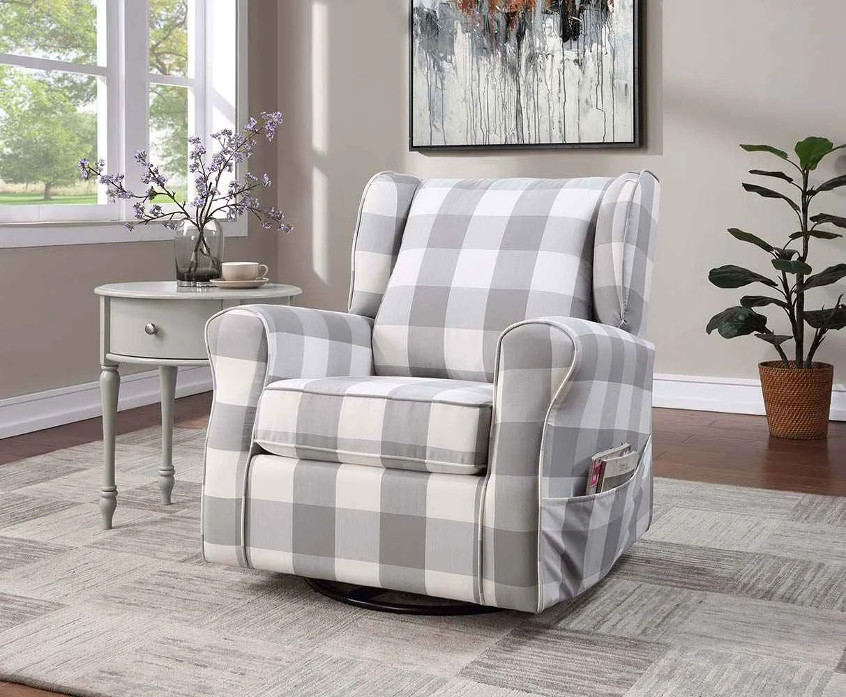 Expertly Made Patli – Swivel Chair With Glider – Gray Fabric Long-Lasting