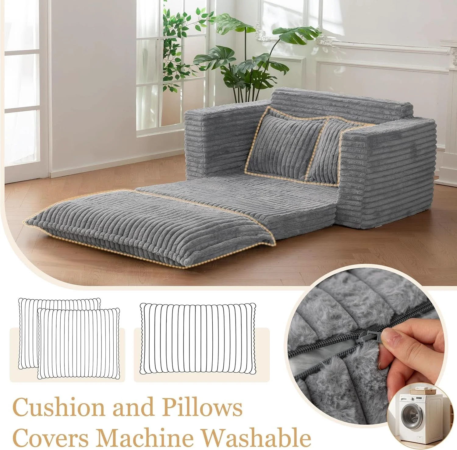 Clean Dark Grey Interconvertible Sleeper Sofa Bed Cushions Healthy