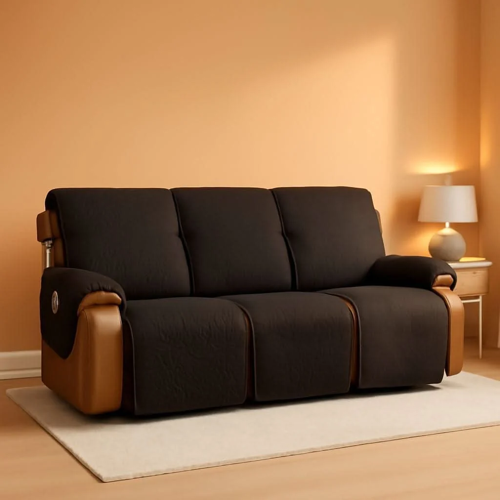 Elite Recliner Sofa Slipcover 3 Seater Chocolate Waterproof Next-Generation