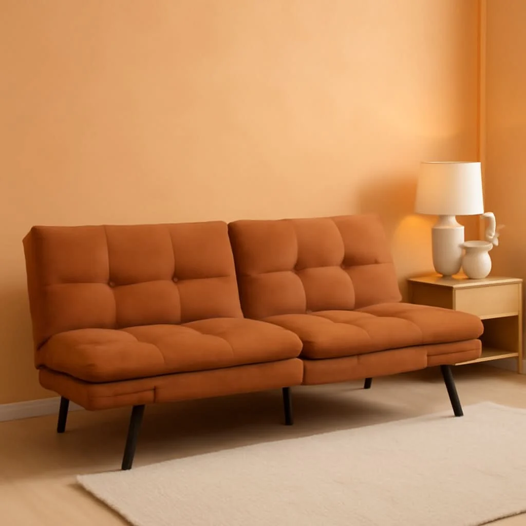 Traditional Brown able Loveseat With Memory Foam Sleeper Luxury