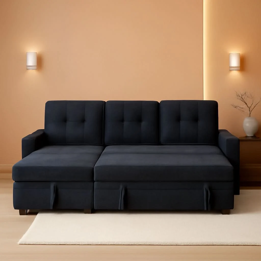 Excellent 85Inch Dark Gray Reversible Sleeper Sectional Sofa Healthy