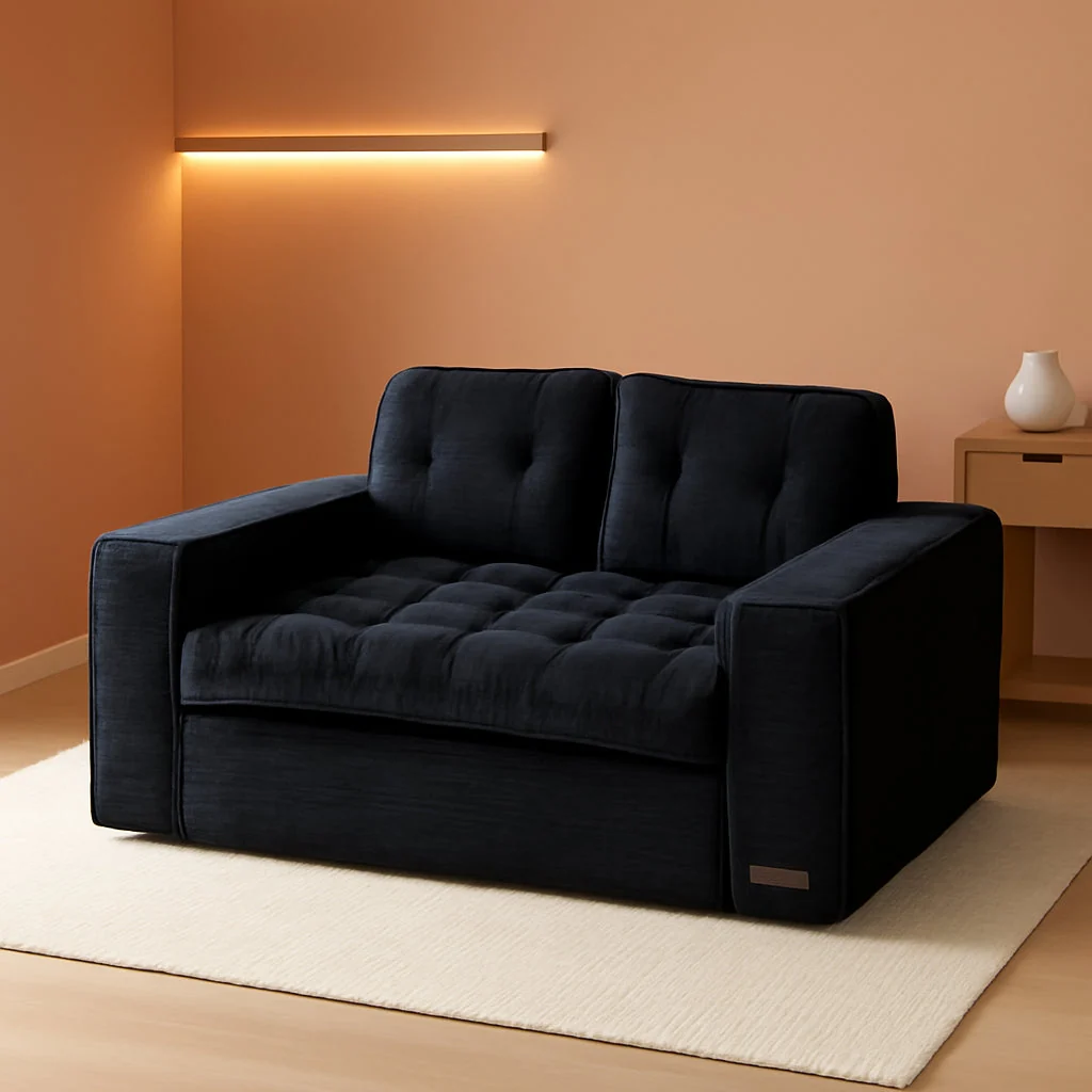 Clean Black Convertible Sofa Bed Includes Pullout Sleeper Crafted
