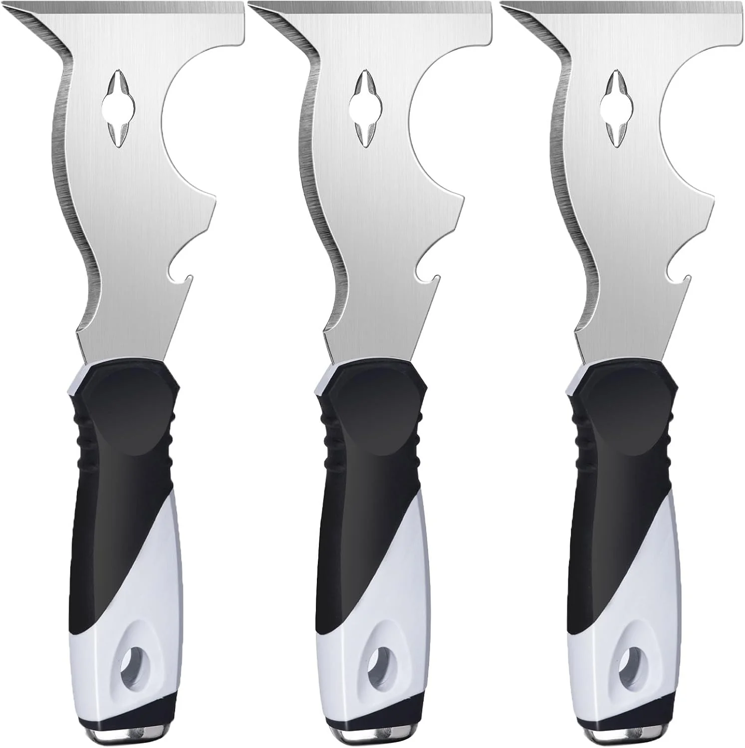 Elite Mister Rui Paint Scraper 3 Pack Multi Use Paint Tools Putty Knife 10 in 1 Paint Scraper Tools for Painting Metal Scraper with Hammer End Dependable