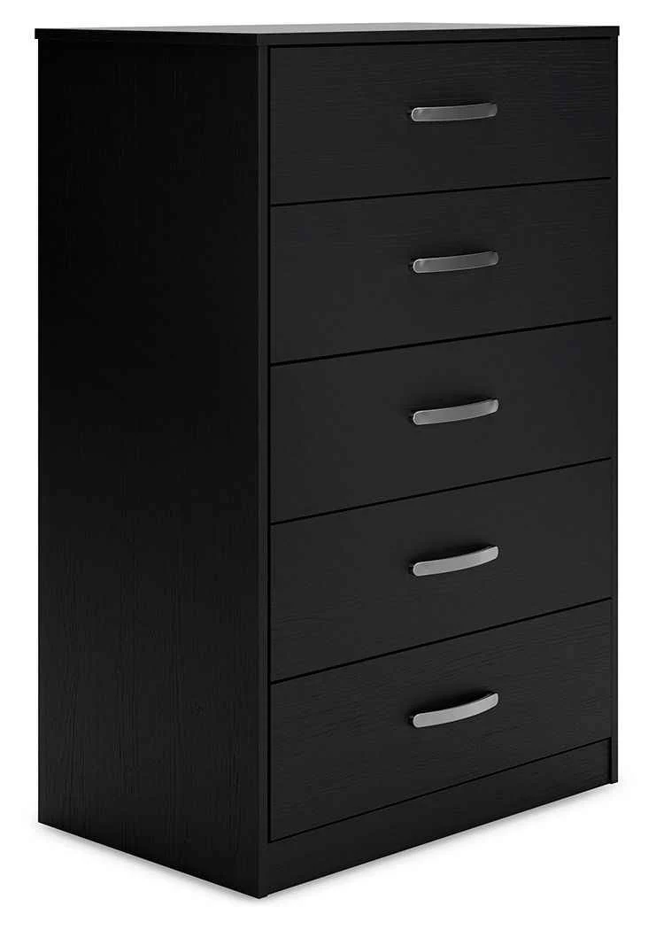 Eco-Friendly Finch – Five Drawer Chest – 46 Height – Black Easy-to-Use