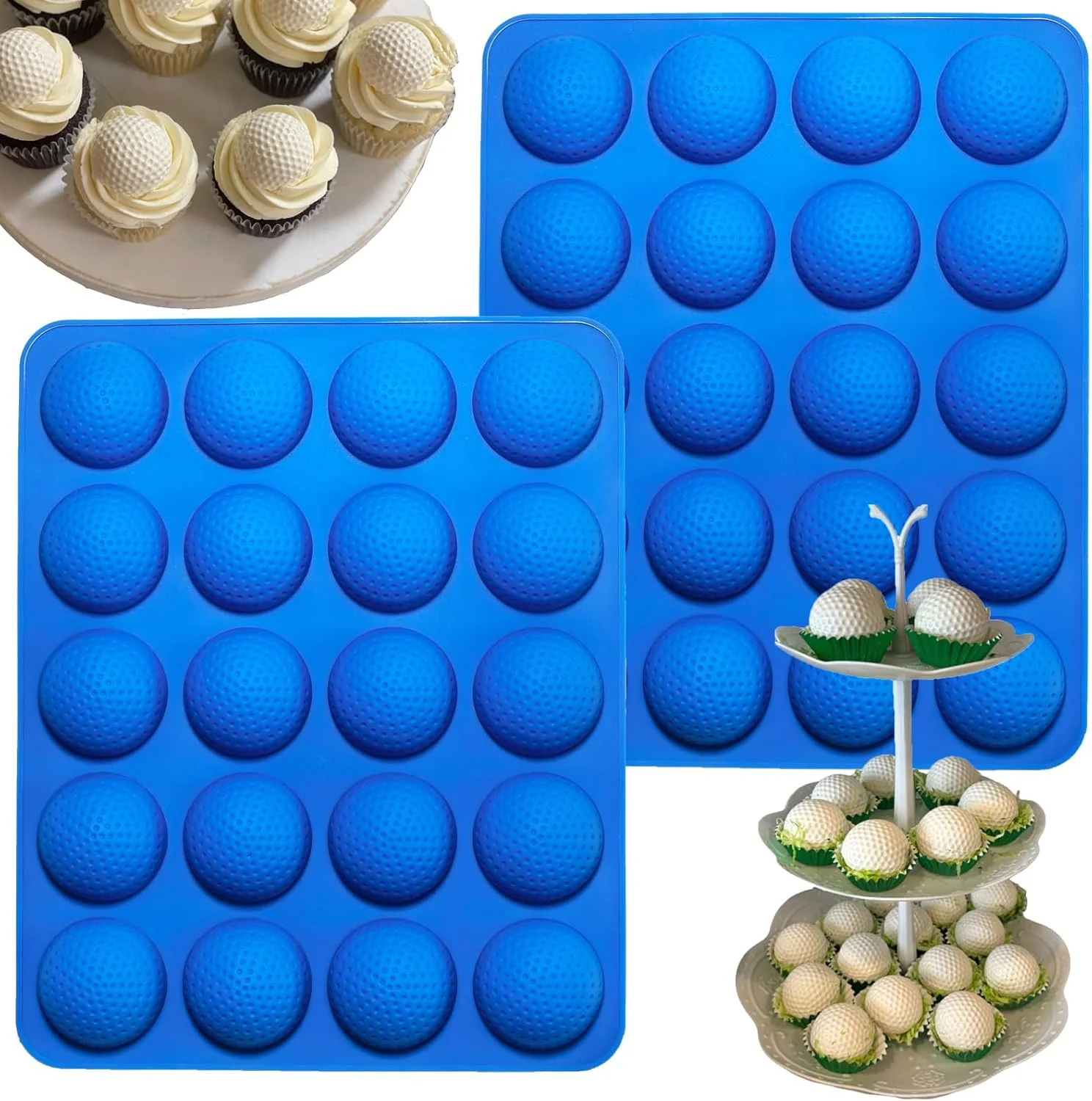 Efficient Silicone Golf Ball Cake Pop Mold – 40-Cavity Golf Ball Chocolate Molds for Cake Decorations Hot Chocolate Bomb Jelly Pudding Gelatin Molds Sustainable