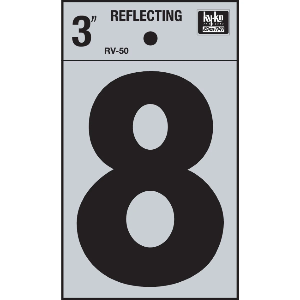 Soft Hy-Ko Vinyl 3 In. Reflective Adhesive Number Eight Easy-to-Use