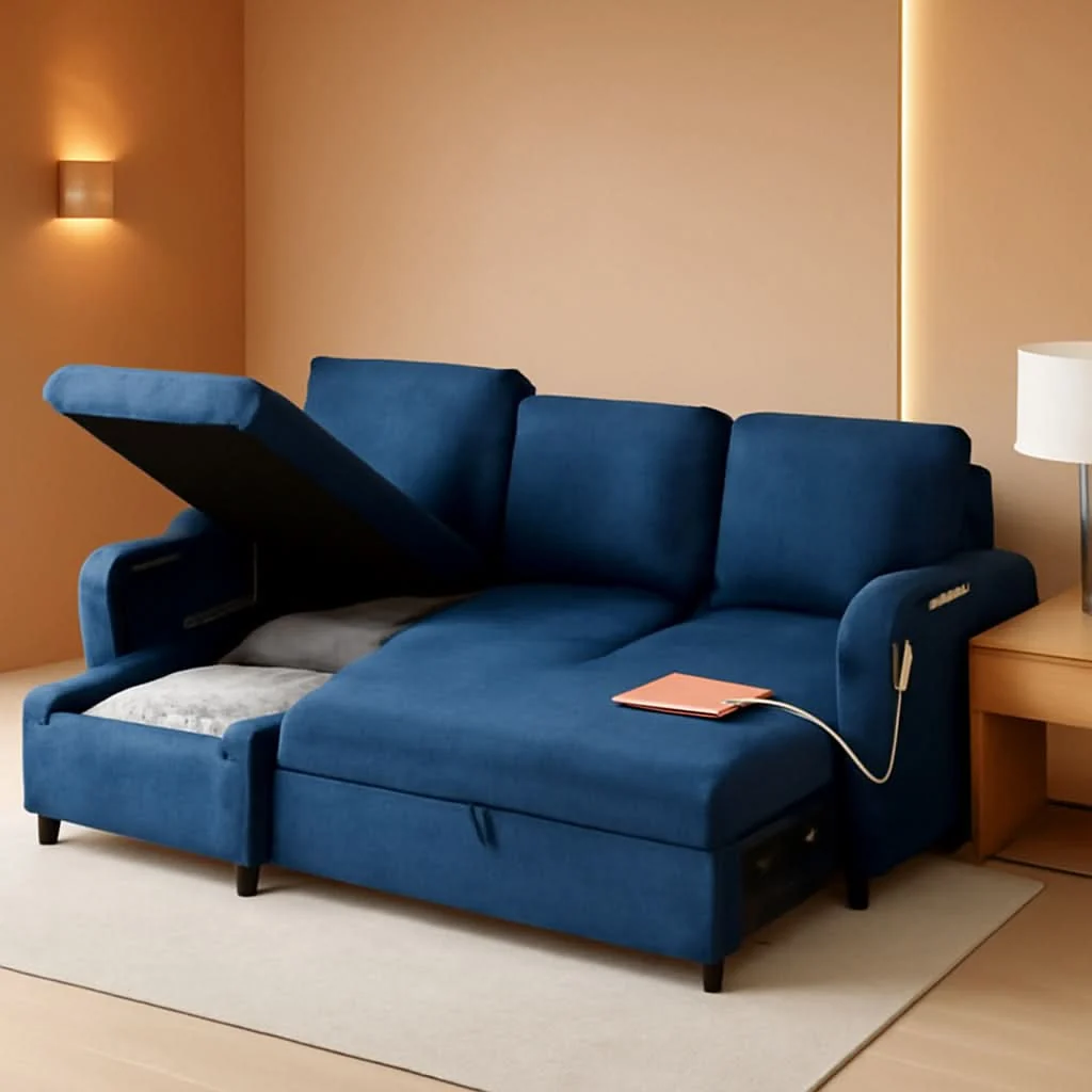Consistent Cerulean Linen Convertible Sleeper Sofa With Pullout Sustainable