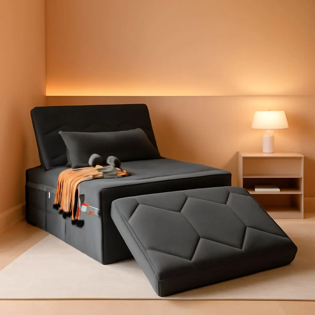 Crafted Convertible Sleeper Chair Bed with Adjustable Backrest Detailed