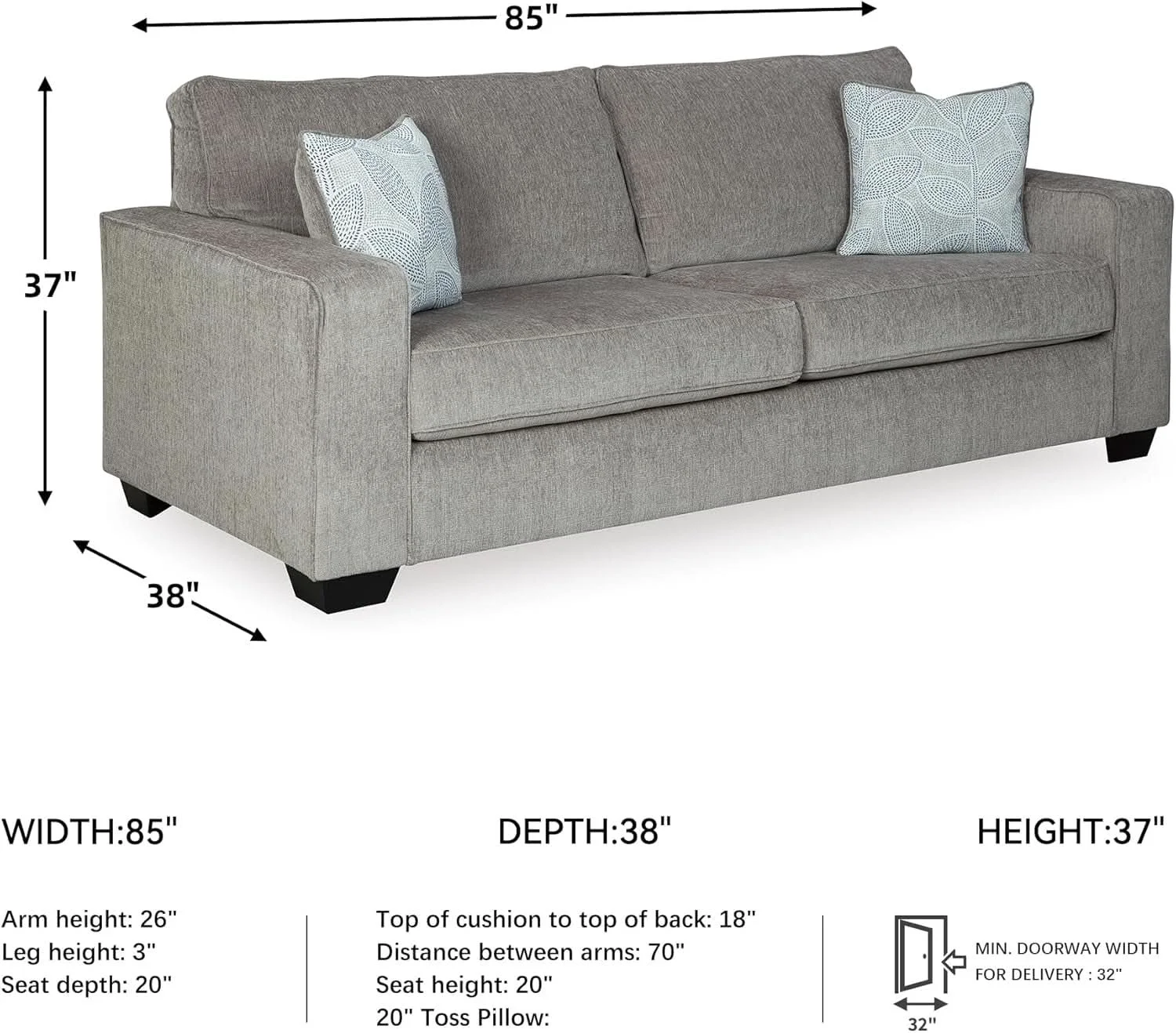 Prestigious Queen Sofa Sleeper Light Gray Chenille Upholstered Original