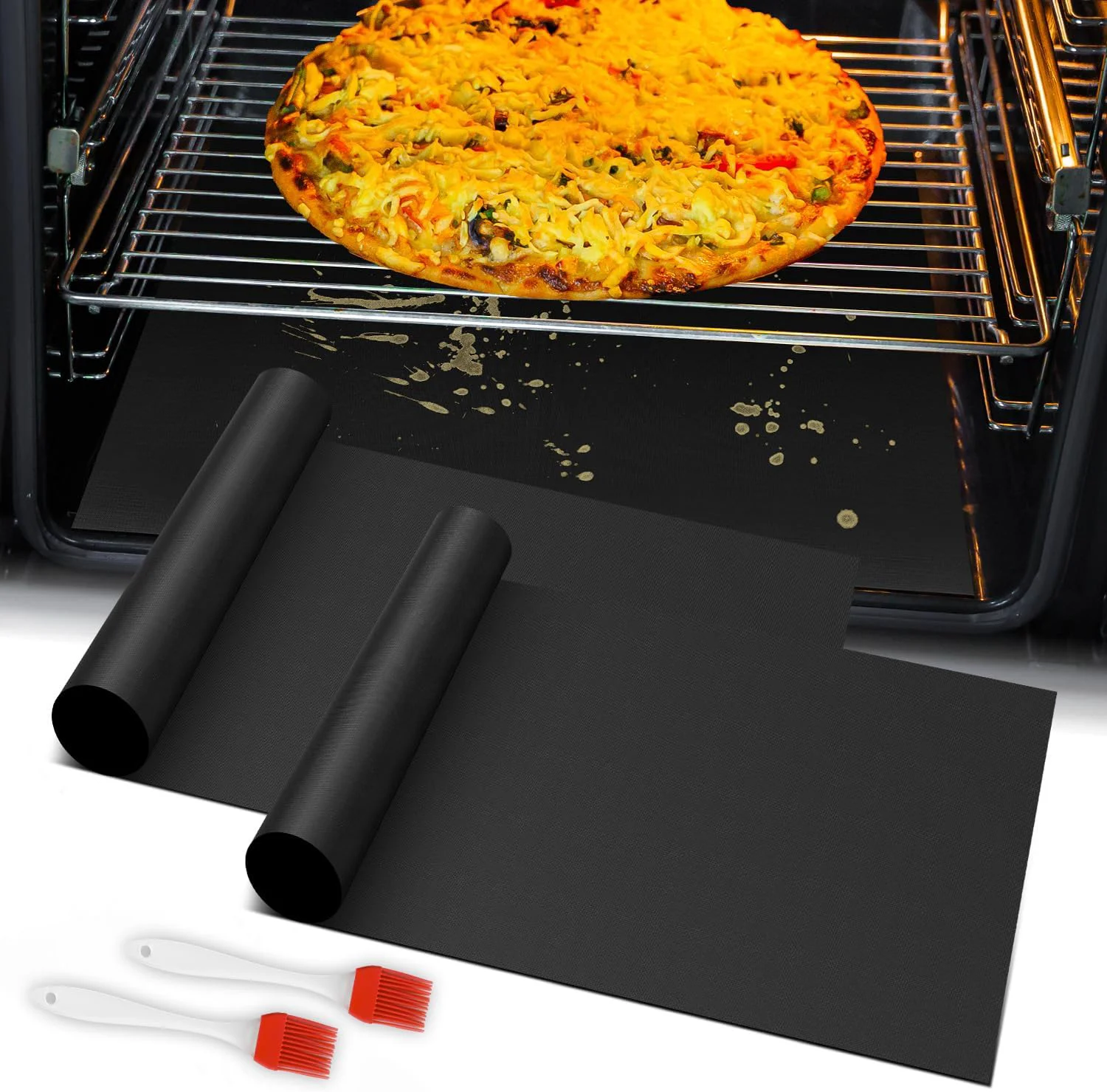 Fine Oven Liner for Bottom of Oven 2 Pack Heavy Duty Oven Liners for Electric Stove Heat Resistant Stovetop Protector Air Fryer Grill Mat Modern