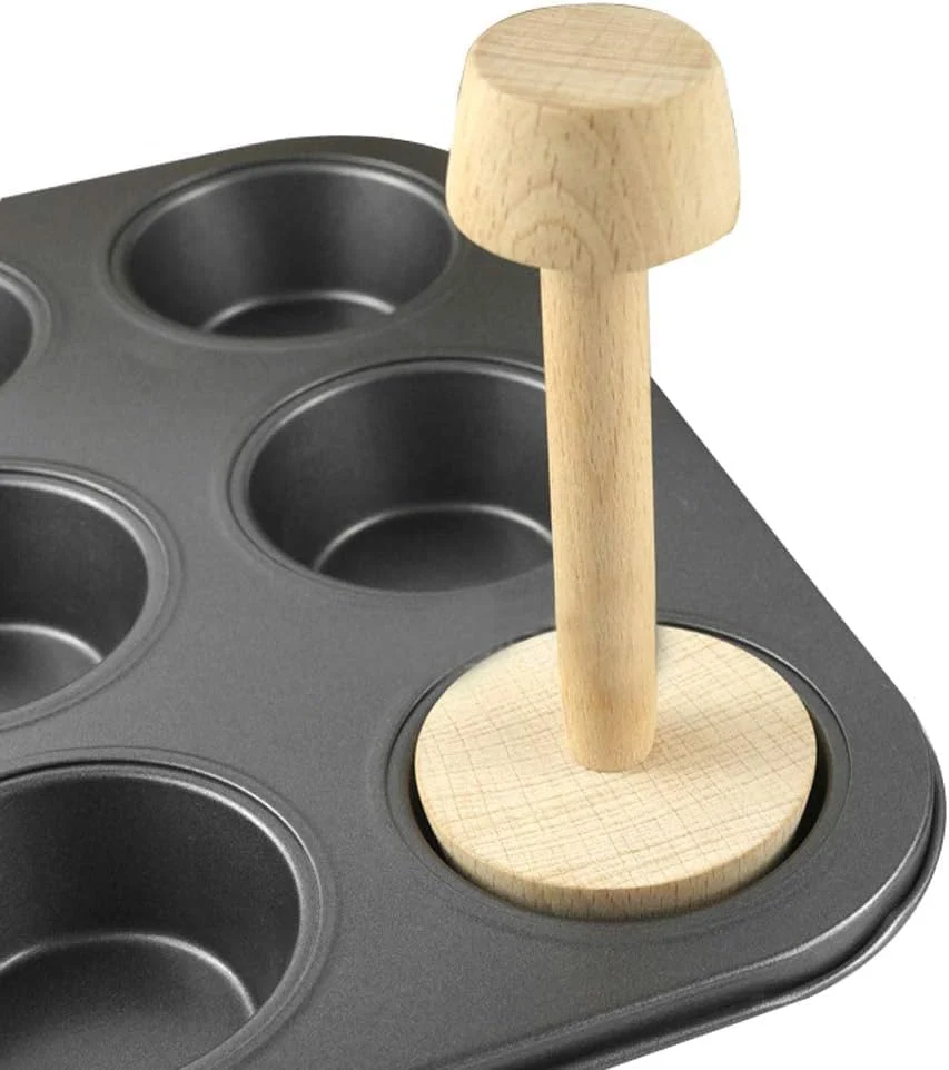 Functional Wooden Pastry Tamper DIY Cake Pastry Pusher Double Side Wooden Egg Tart Tamper Mold Pie Pastry Dough Tamper Egg Tart Mold Elegant