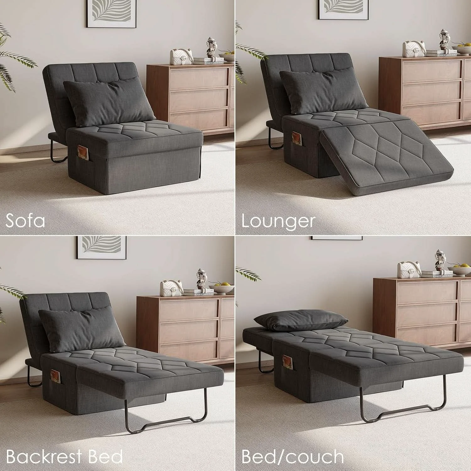 Reliable 4 In 1 Convertible Sleeper Sofa Bed With Ottoman Artisan