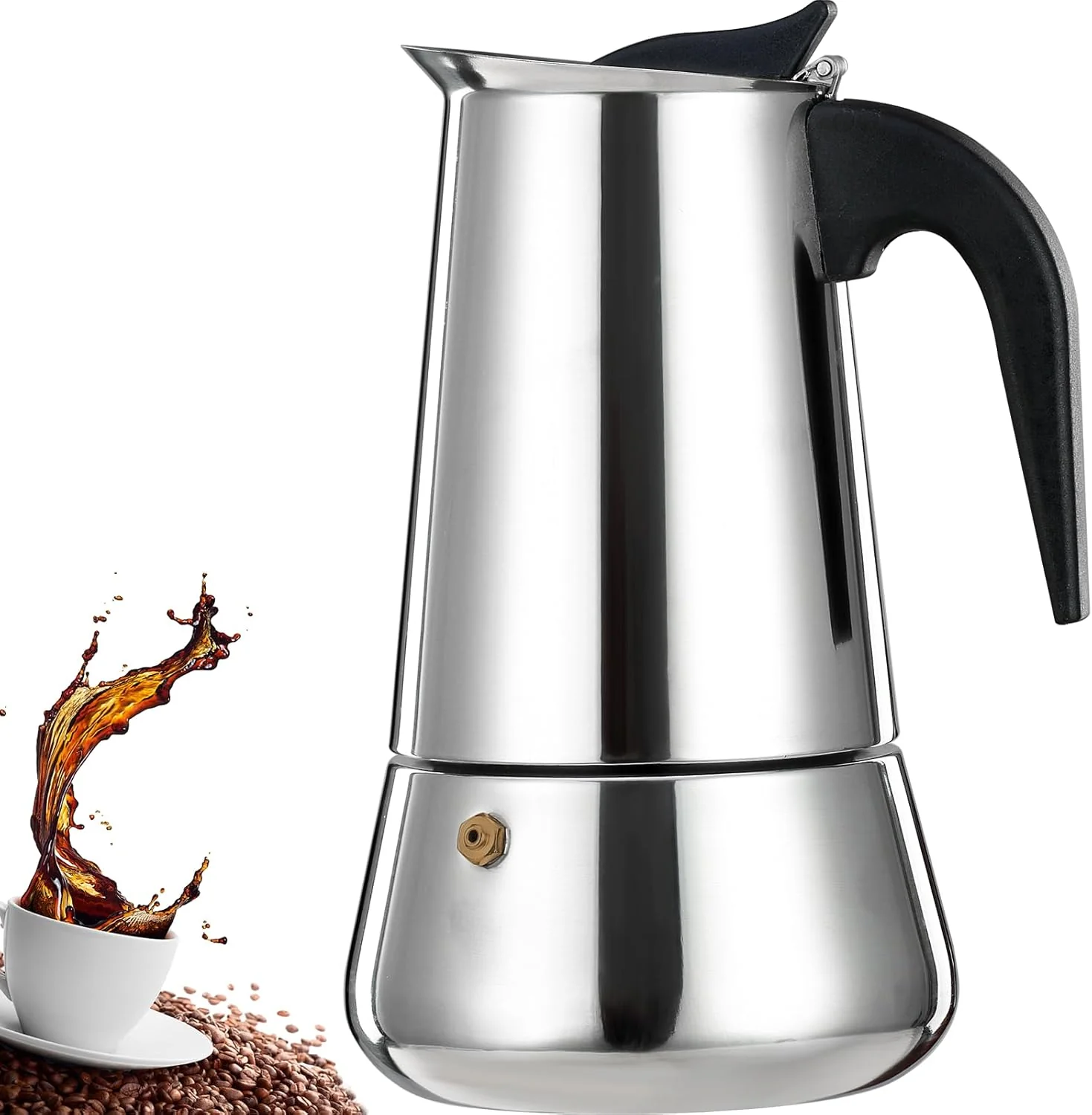 Effective 2 Cup Stovetop Espresso Maker Stainless Steel Moka Pot Stove Top Percolator Italian Coffee Makers Capable Mocha Greca Machine Cafe Classic Induction Cookers for Home and Camping 100ml 3.3oz Casual