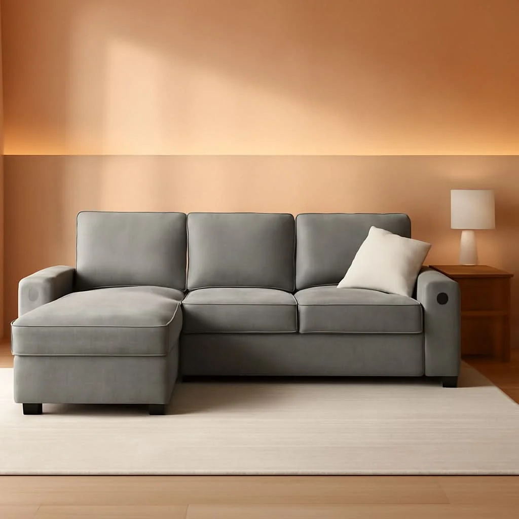 Efficient Gray 99In LShaped Memory Foam Cushion Sleeper Sofa Covers High-Grade