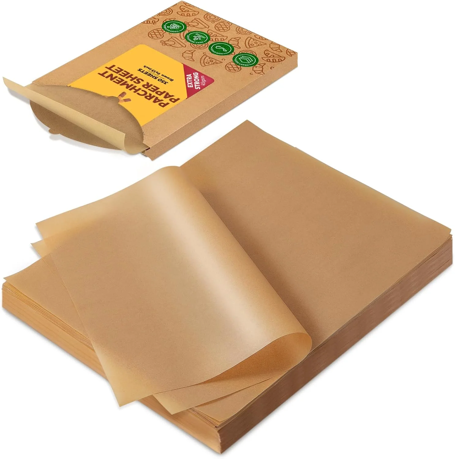 Superior Katbite 350Pcs 9×13 In Parchment Paper Sheets Heavy Duty Unbleached Baking Paper Non-stick Oil Proof for Oven Air Fryer Grilling Lightweight