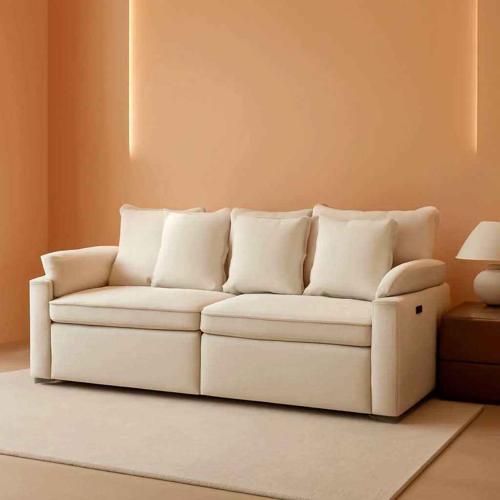 Premium Material King Size Beige Ultra Luxurious Sleeper Sofa USB Ports Pro High-Performance