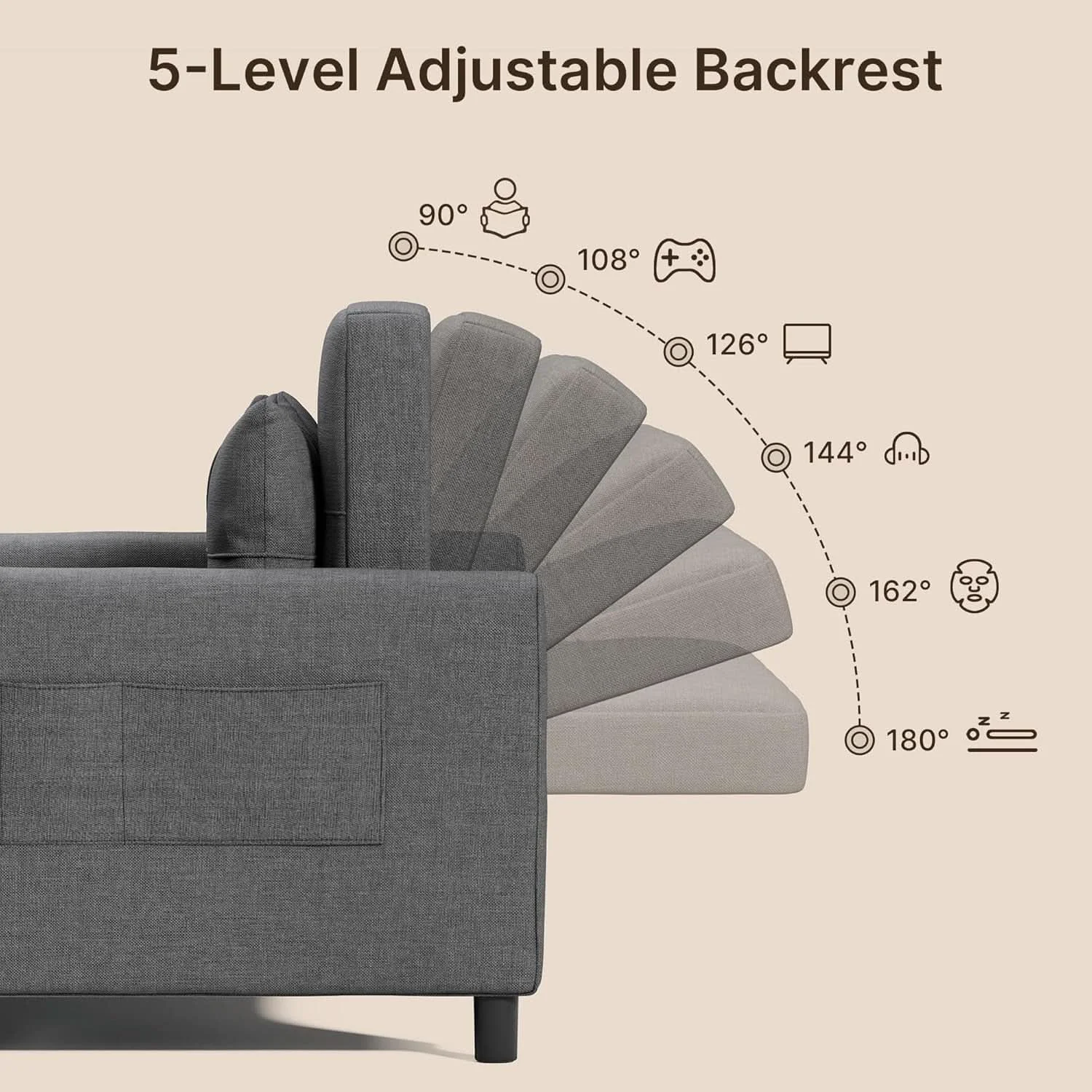 Genuine 3 In 1 Convertible Sleeper Sofa Bed For Space Saving Selected