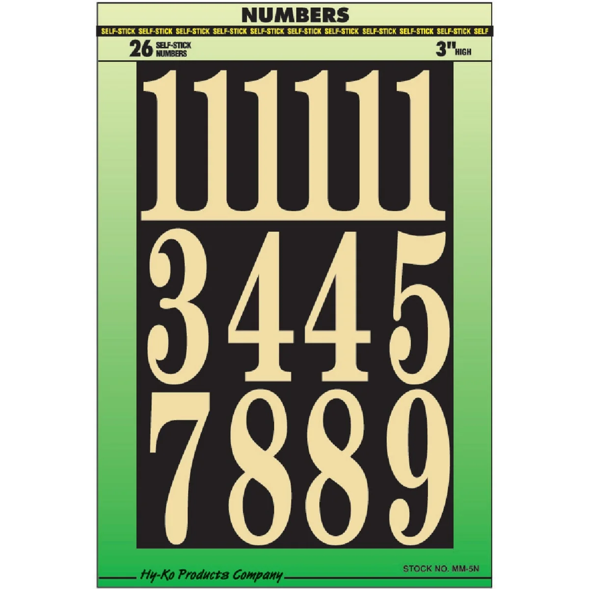 Superior Hy-Ko 3 In. Polyester Adhesive Number Set 26 Numbers Top-Quality