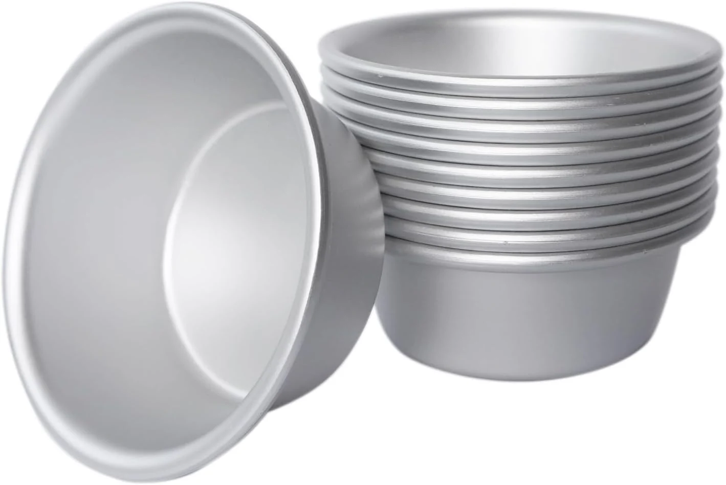 Top-Quality Aluminum Alloy Tart Pan 3 Inch Cute Flan Mold 10 Pieces Egg Tart Molds for Baking Pastel de Nata Pie Tartlet Popover – Silver Tin Elegant