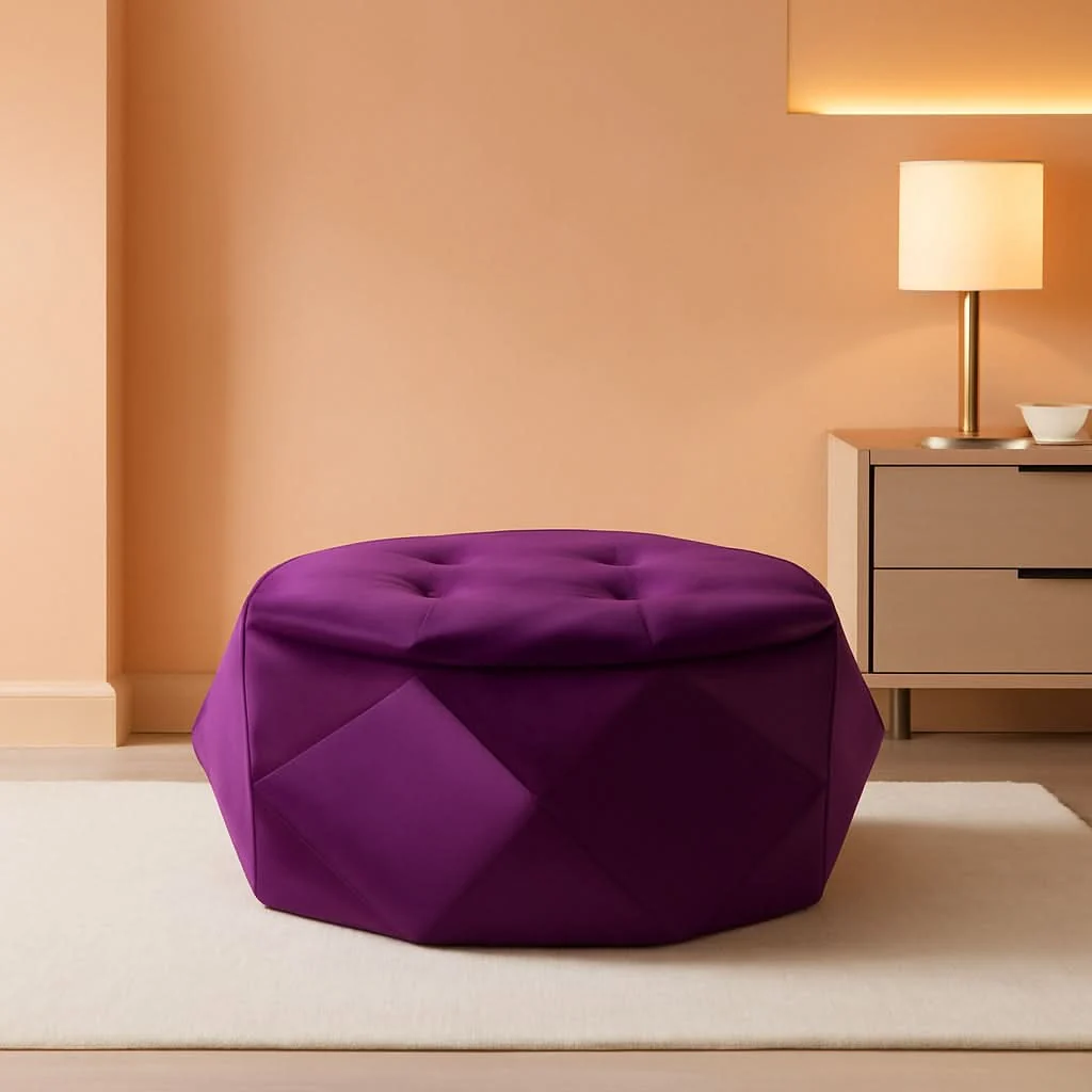 Classic Purple Velvet Storage Ottoman With Hidden Compartment Carefully Designed