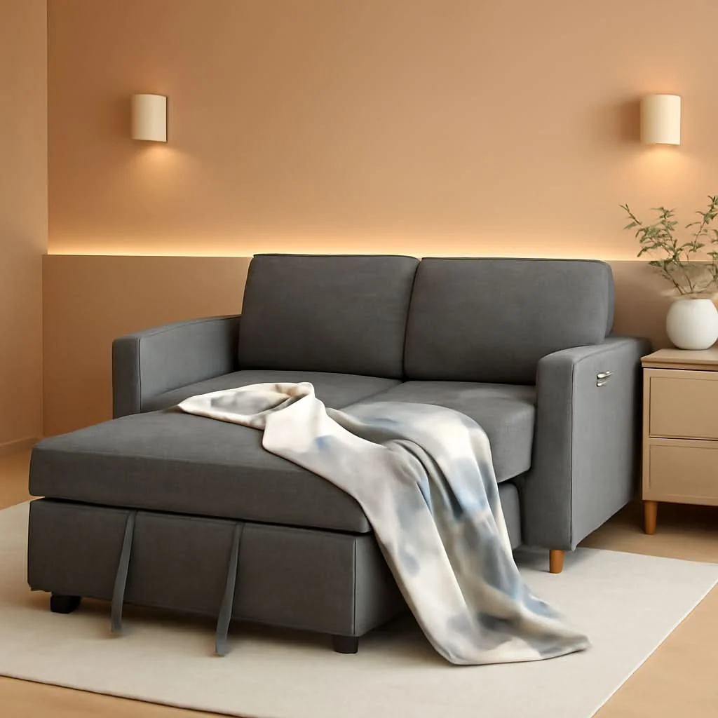 Original Sleeper Sofa Bed 3-In-1 Convertible Sofa Chair Linen Fabric Pull Out Certified