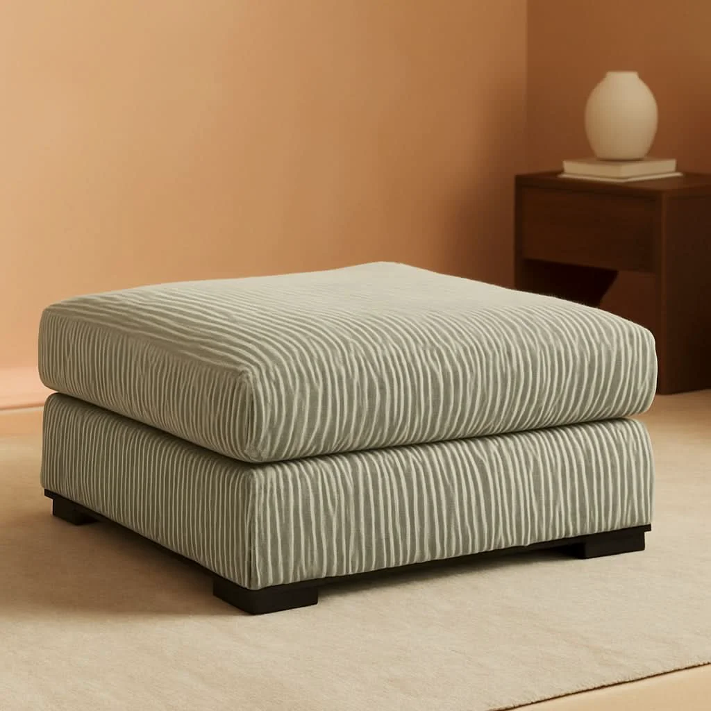 Exceptional Oversized Tufted Upholstered Ottoman With Light Gray Modern
