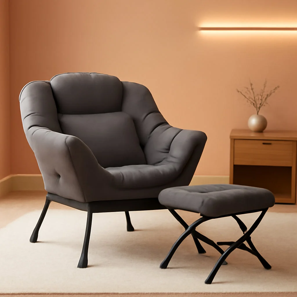 Premium Material Dark Grey ExtraLarge Oversized Ottoman Reclining Chair Fine