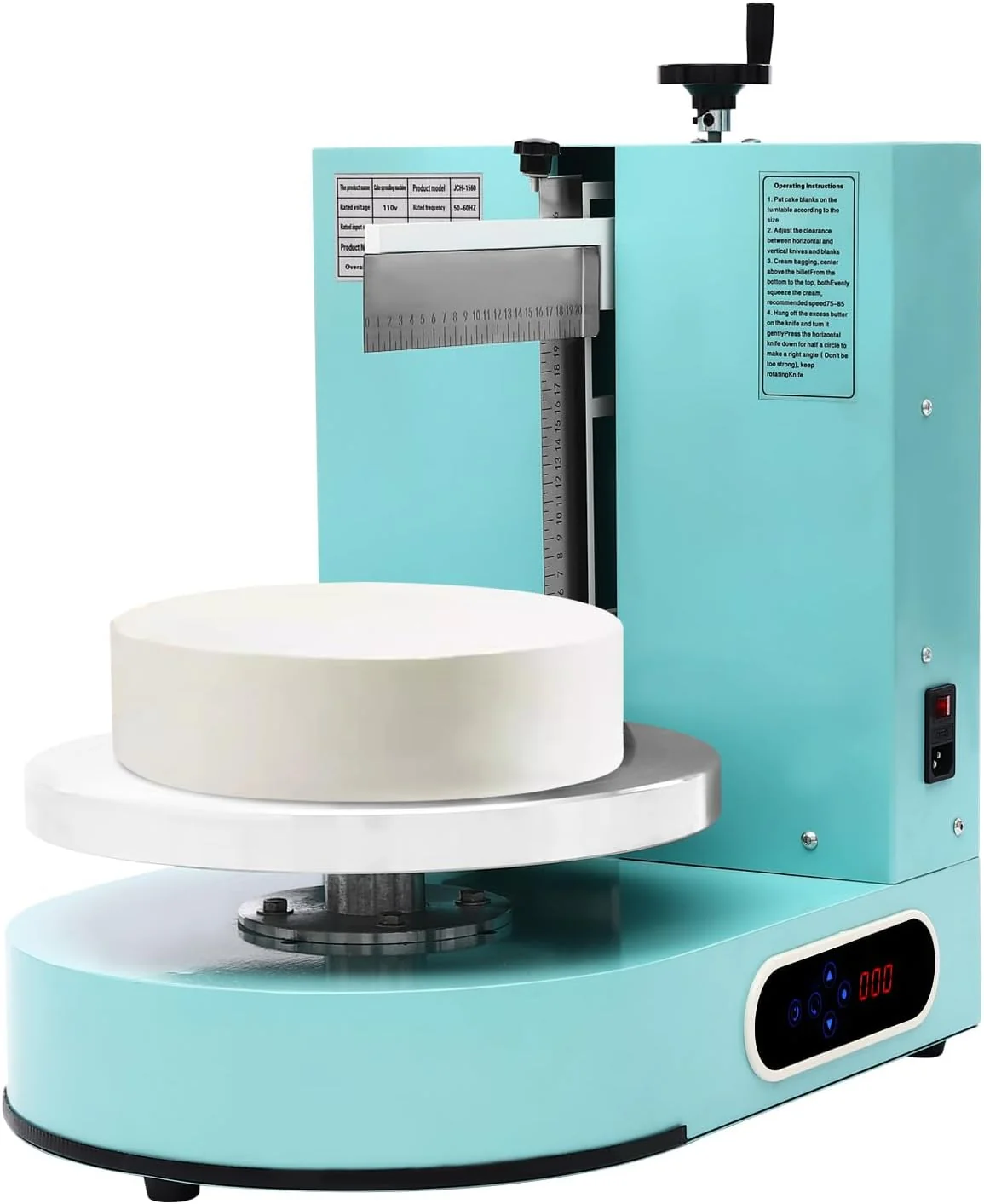 Convenient Automatic Cake Decorating Machine Electronic Cream Coating Spreading Smooth Machine with Graduated Scraper 30-200RPM Rotating Speed Cake Bread Spreader Machine for 4-12inch Cakes Green Certified