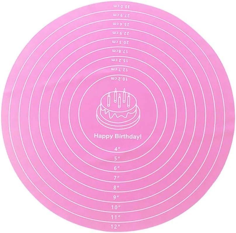 Trendy 1 Pcs Pink Round Baking Mat Cake Turntable Mat Cake Mat Round Silicone Baking Mat 12 In Cakes Pastry Mat for Cake Turntable Stan Excellent