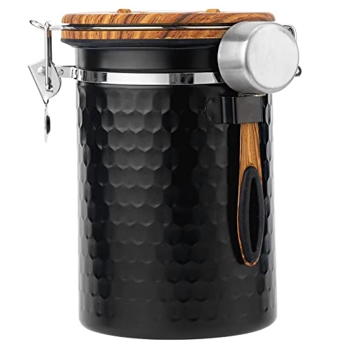 Outstanding Coffee Canisters Airtight Coffee Bean Storage Container Kitchen Stainless Steel Food Storage Container with Scoop Date Tracker CO2 Valve 61Fl Oz 60.8652 Fl Oz Selected