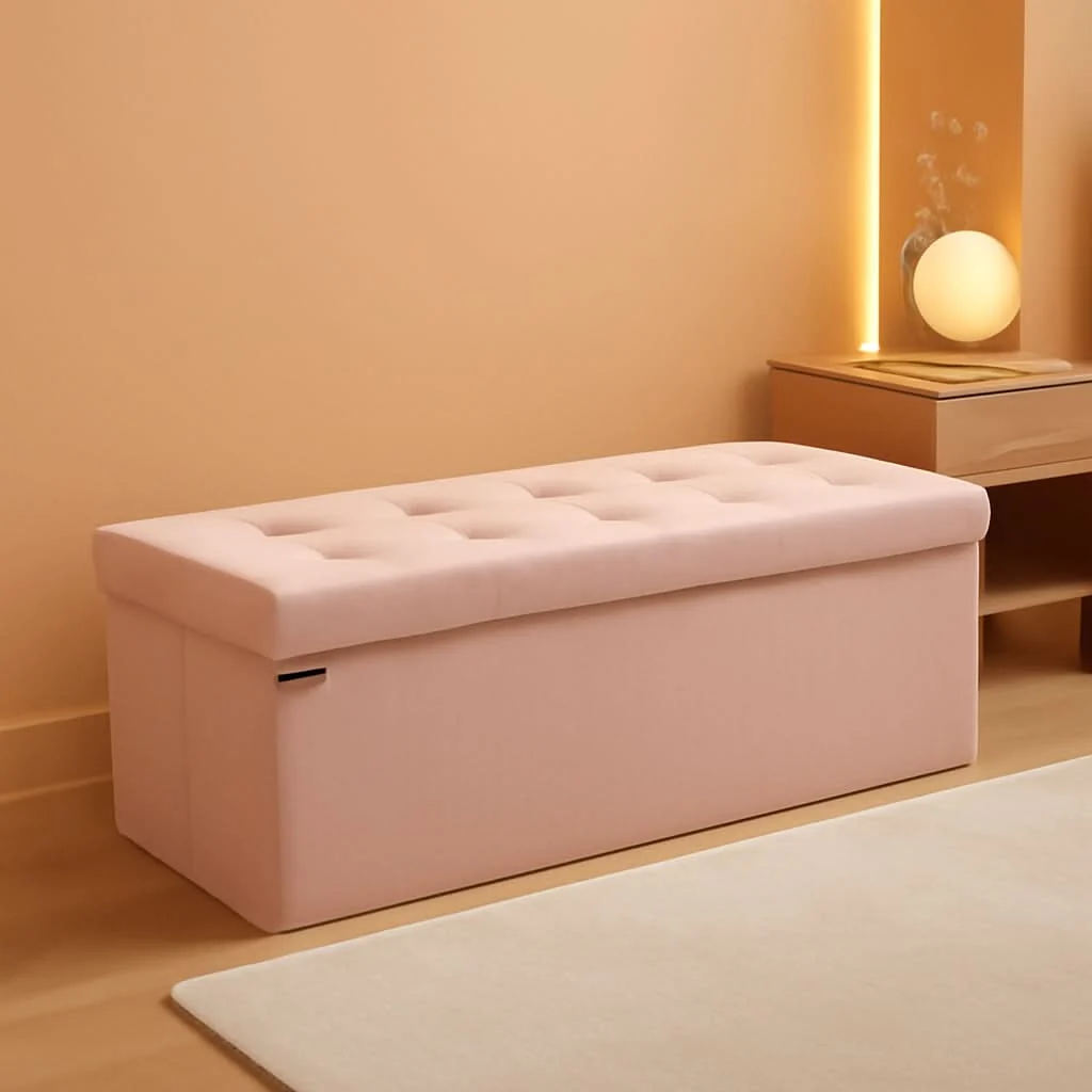 Secure Jelly Pink Foldaway Underbed Storage Ottoman Bench Exclusive