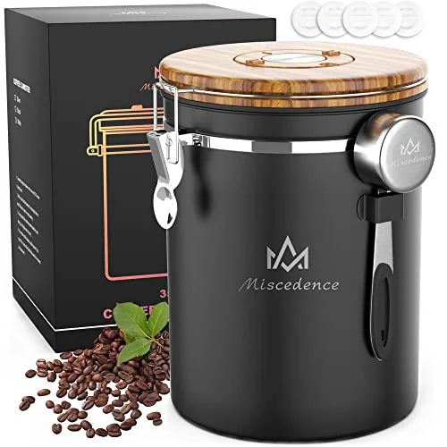 Innovative 38OZ Coffee Canister for ground coffee with Date Tracker Easy-to-Use