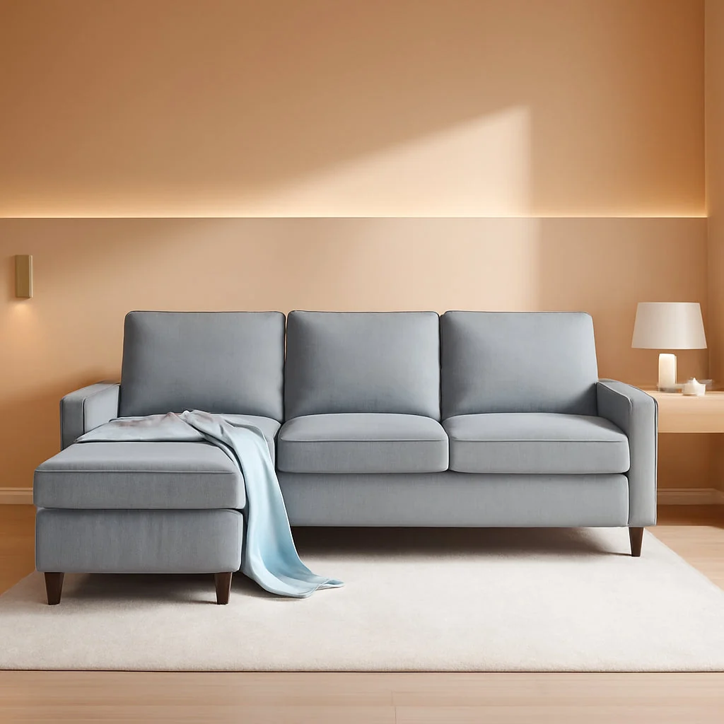 Fine Contemporary Gray Sectional Sofa With Storage Ottoman Specialty