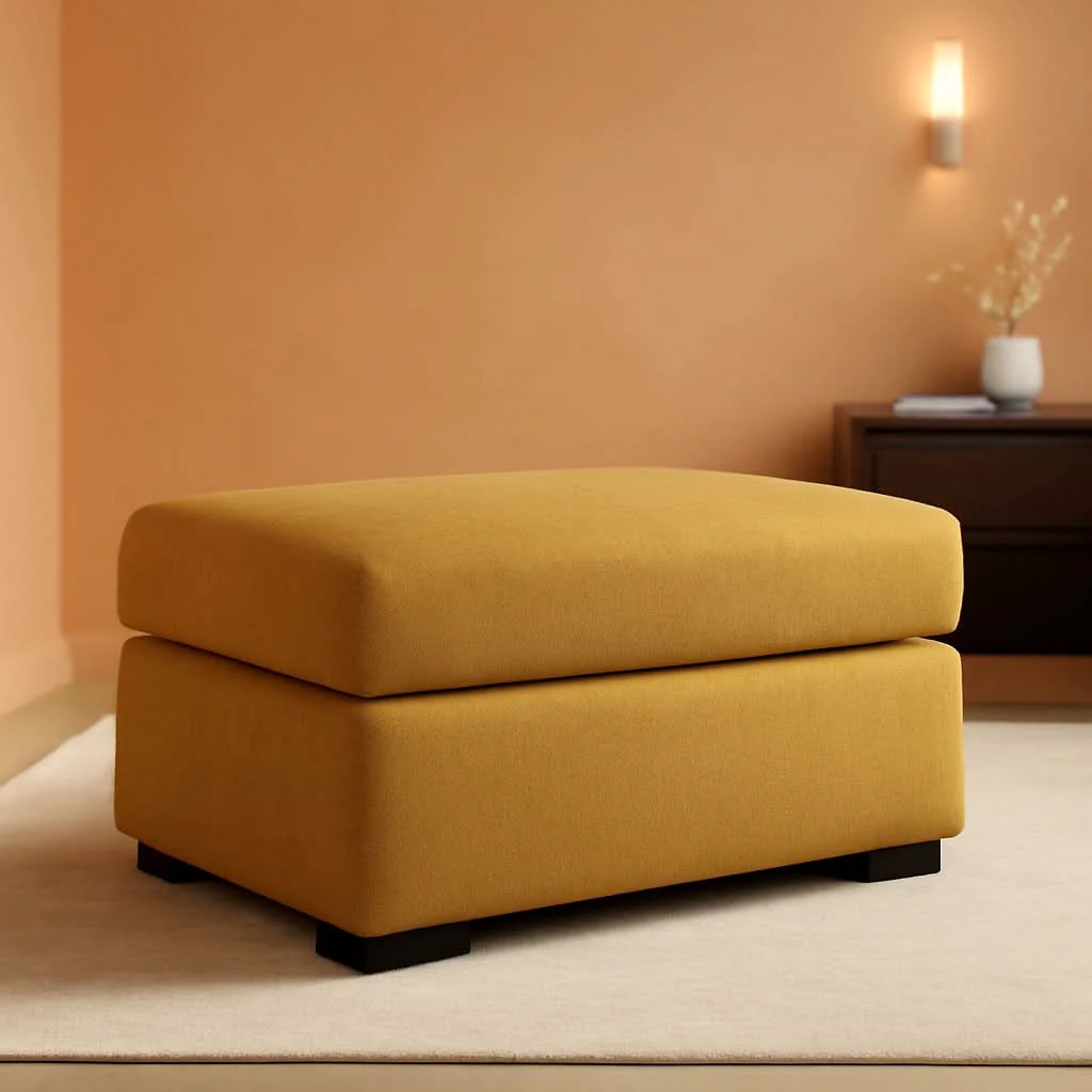 Reusable Yellow Modern Ottoman With Premium Upholstery Fabric Easy-to-Use
