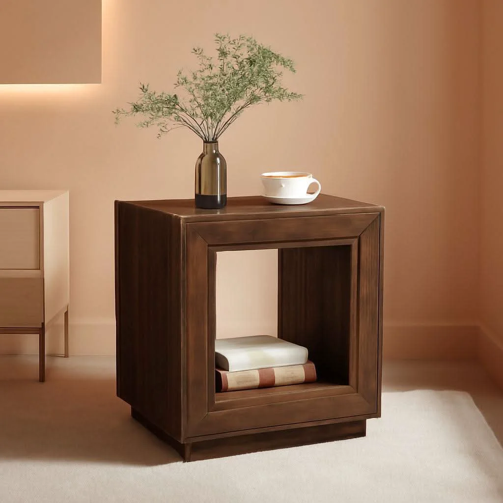 Prestigious Rustic Wood End Table With Industrial Strength Storage Reusable