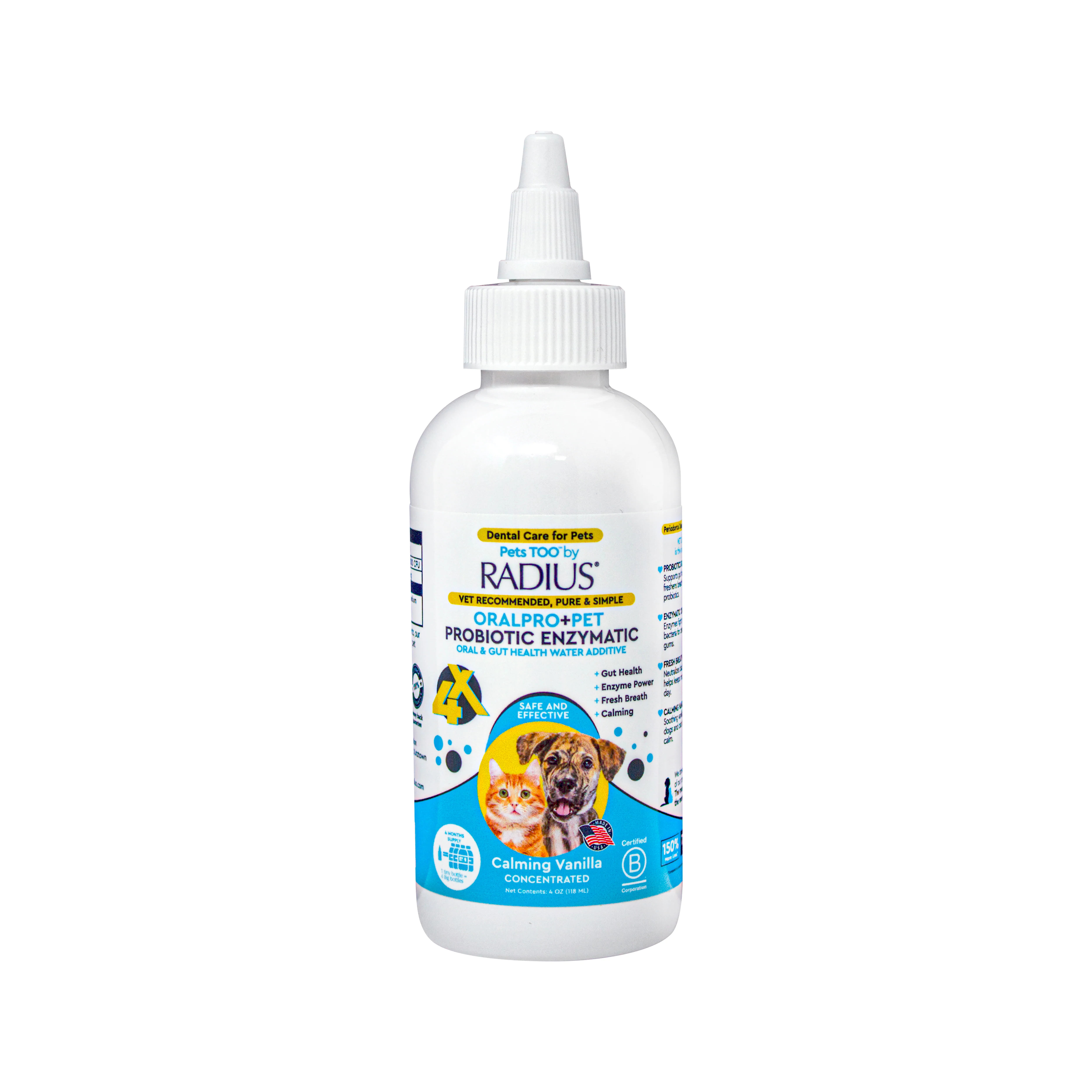 Next-Generation Radius OralPro Pet Probiotic Dental Water Additive Enzymatic Concentrate Sustainable