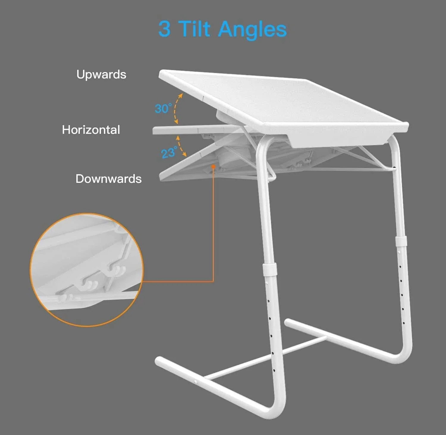 Stylish White Adjustable TV Tray Table With Height And Tilt Quality
