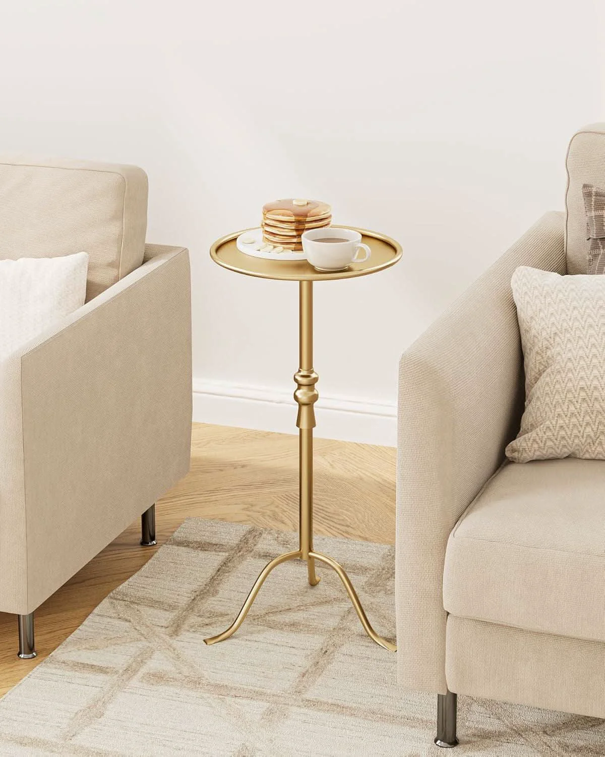 High-Grade Gold Ornamental Distressed Brass Martini End Table Breathable