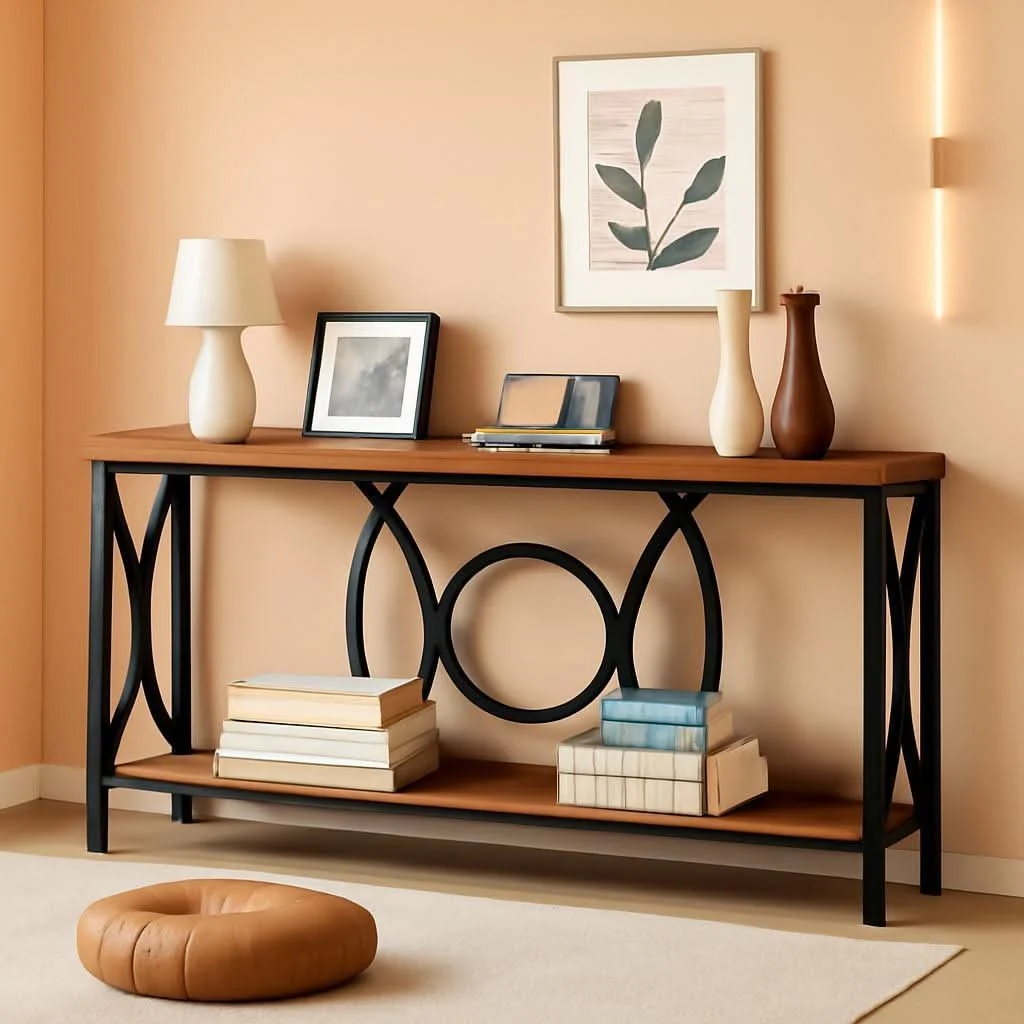 Efficient 55Inch Rustic Brown Sofa Console Table Elegant Durable Lightweight