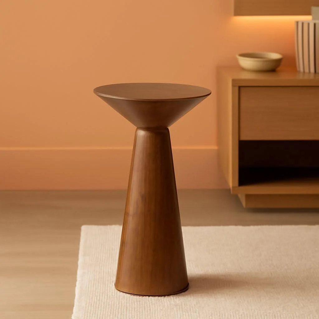 Clean Walnut Round Martini End Table 22 Inch Tall Timber Classic Fast