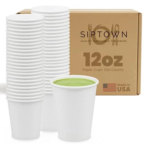 Modern Paper Cups 12 oz 200 Pack for Coffee Tea Made in USA 200 Count Exclusive