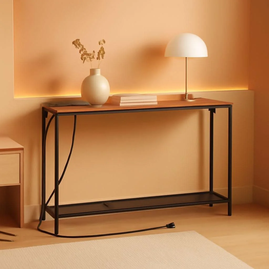 Dependable Sofa Console Table 43Inch USBPorts Ultra Durable Matte Finish