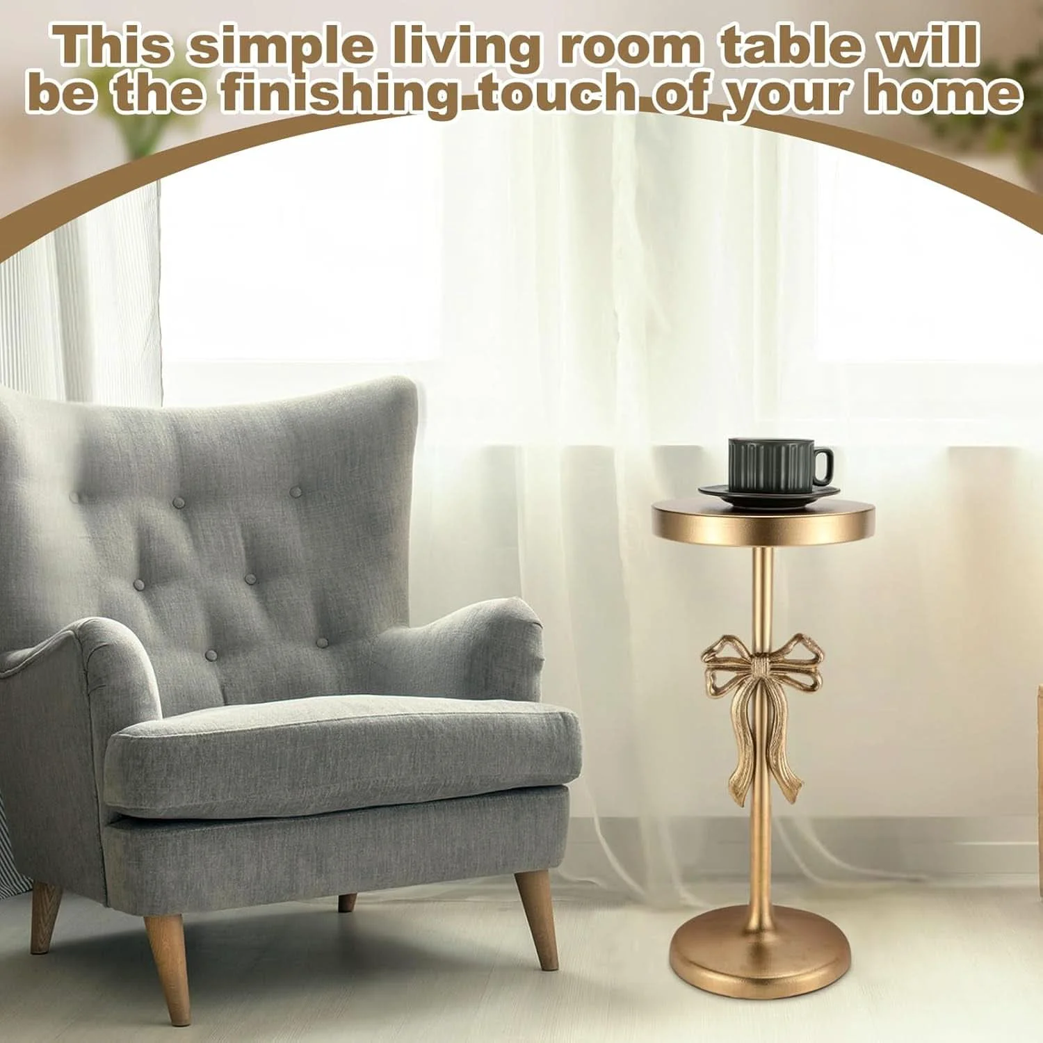 Original Radiant Gold Martini Cocktail Table 9×19 Inches Bow Pedestal Clean
