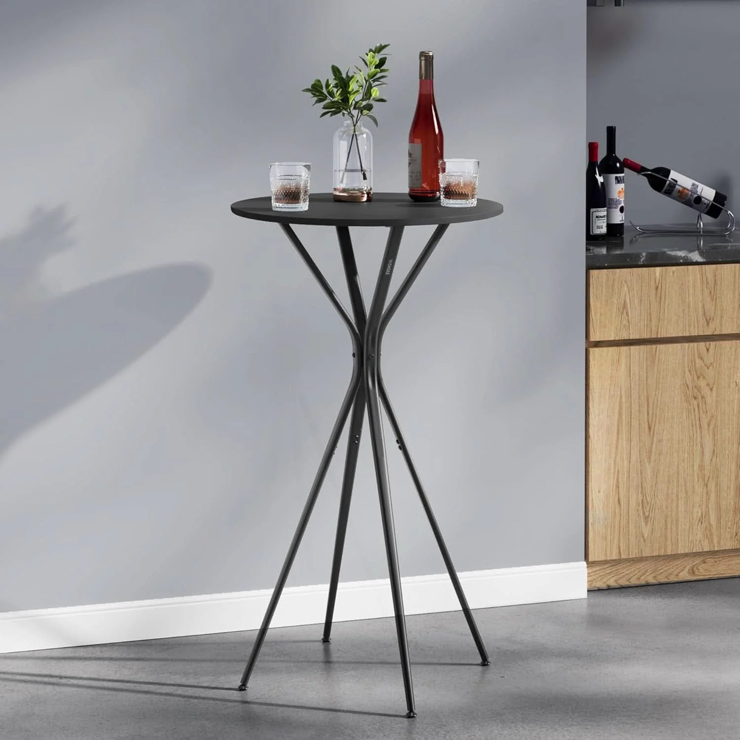 Original Design Round Bar Cocktail Table With Black Industrial Frame Quality