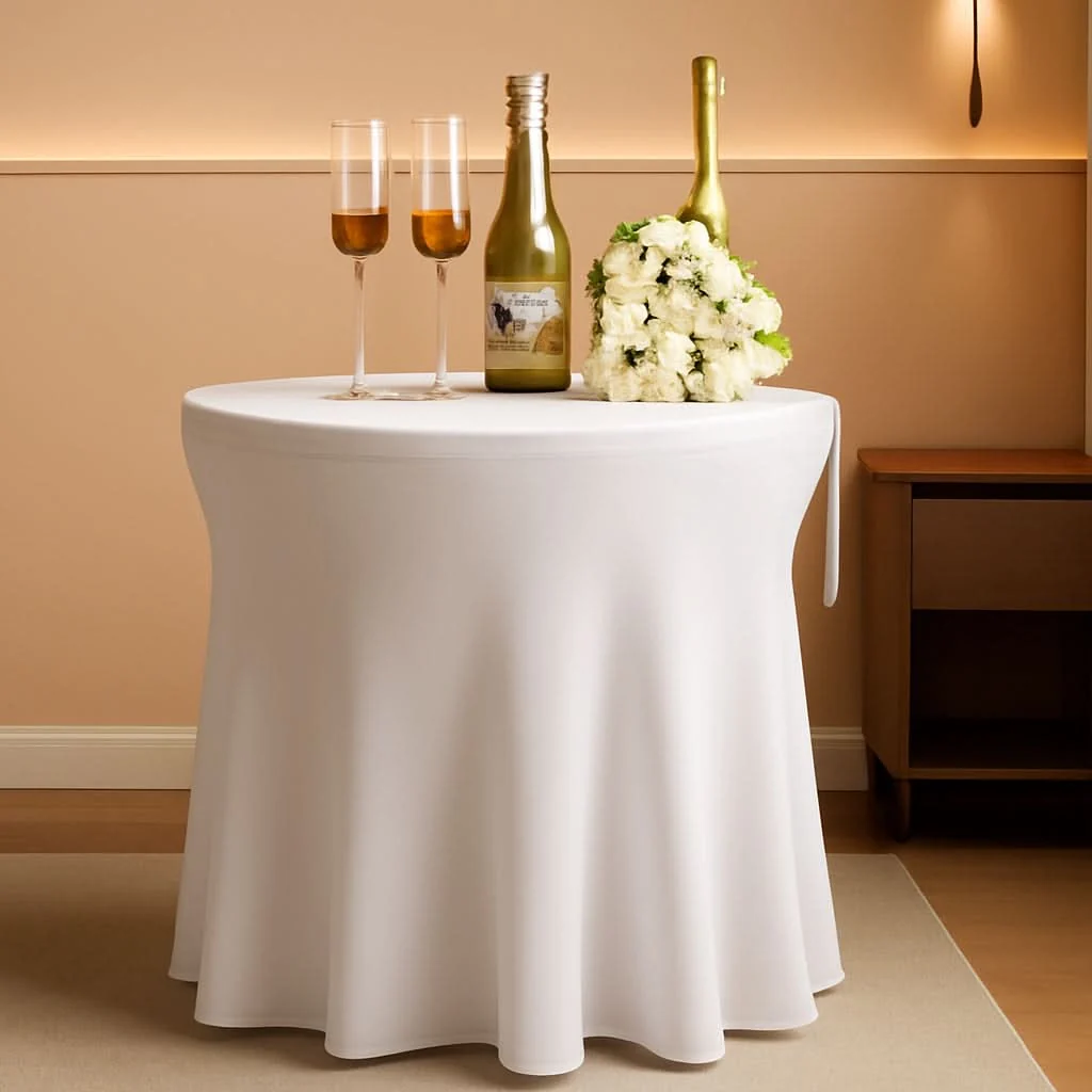 Easy-to-Use White Spandex Cocktail Tablecloths 32 Inch Round Pack Of 4 First-Class